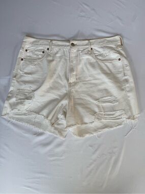 American Eagle Outfitters Off White Distressed Denim Shorts